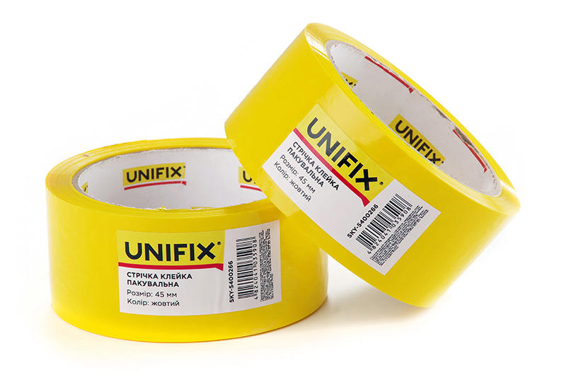 Лента клейкая упаковочная желтая 45мм 200 SKW-5400266 UNIFIX