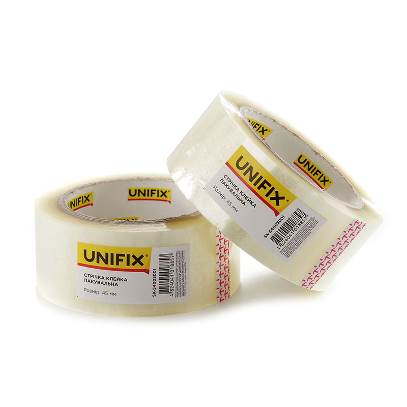 Стрічка клейка пакувальна 38мкм 45мм 300 SK-54003001 UNIFIX Лента клейкая упаковочная 38мкм 45мм SK-54003001 300 UNIFIX