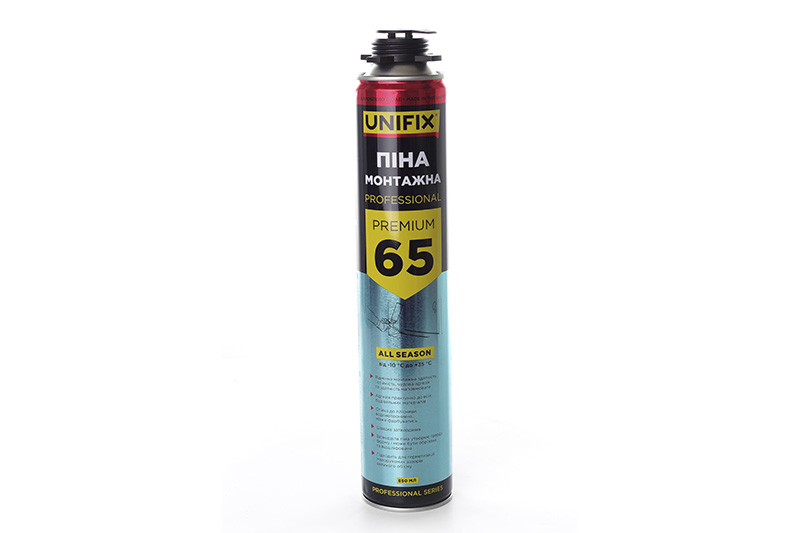 Піна монтажна професійна всесезонна Premium 65л 850мл UNIFIX Пена монтажная профессиональная всесезонная Premium 65л 850мл UNIFIX