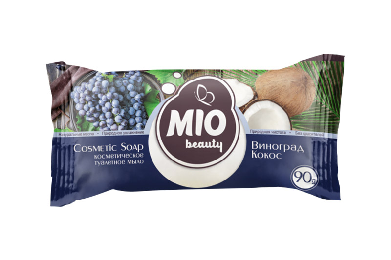 Мило туалетне тверде косметичне Виноград Кокос 90г ТМ Mio Beauty Мыло туалетное твёрдое косметическое Виноград Кокос 90г ТМ Mio Beauty