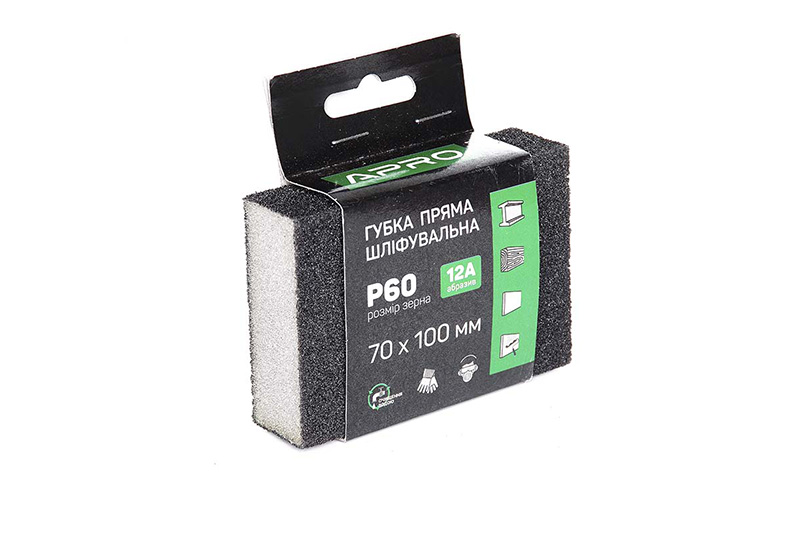 Губка шлифовальная APRO четырехсторонняя прямая P60