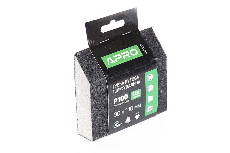 Губка шліфувальна APRO чотирьохстороння кутова P100 Губка шлифовальная APRO четырехсторонняя угловая P100