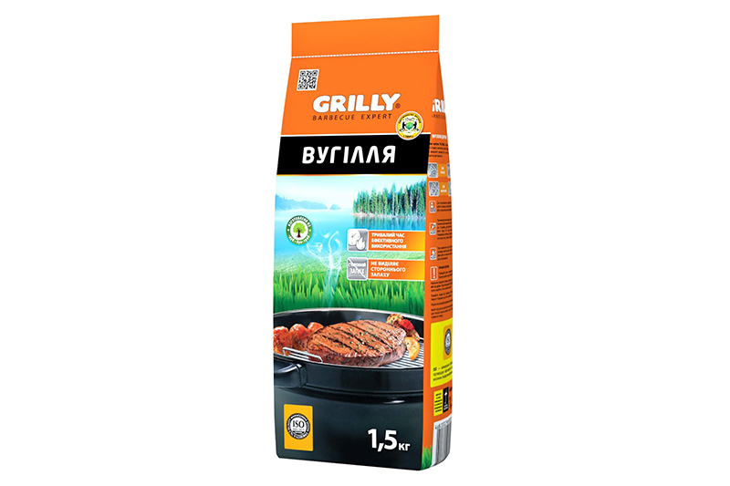Уголь древесный 1,5кг Grilly