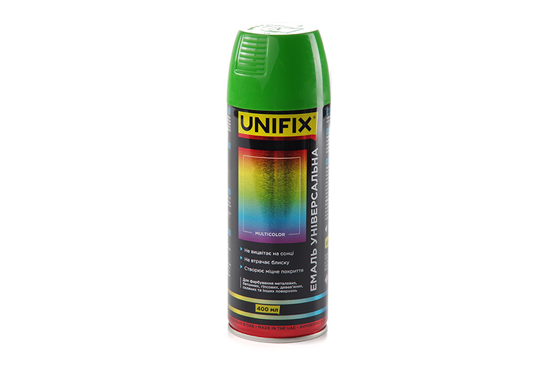 Эмаль универсальная акриловая премиум RAL 6018 Желто-зеленый гл. 400мл UNIFIX