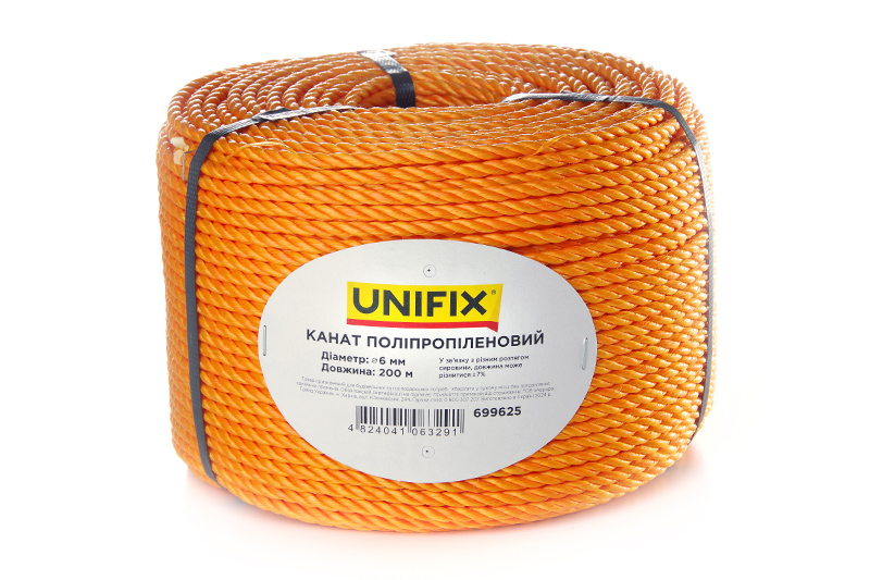 Канат полипропиленовый 6мм 200м UNIFIX