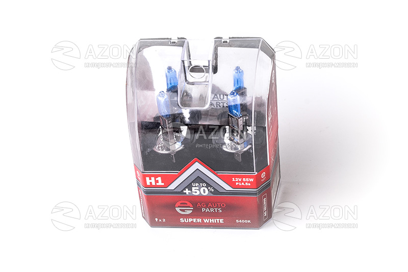 Лампа автомобильная H1 12V 55W P14.5S SUPER WHITE (ближняя/дальняя, противотуманная) (темно-голубой) (2 шт.) AG AUTO PARTS Купить Лампа автомобильная H1 12V 55W P14.5S SUPER WHITE (ближняя/дальняя, противотуманная) (темно-голубой) (2 шт.) AG AUTO PARTS