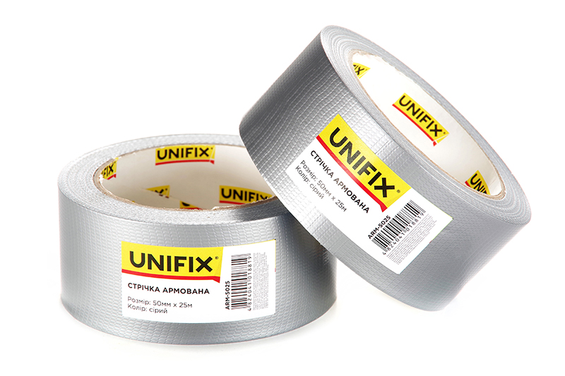 Стрічка клейка армована сіра 50мм*25м UNIFIX Лента клейкая армированная серая 50мм*25м UNIFIX