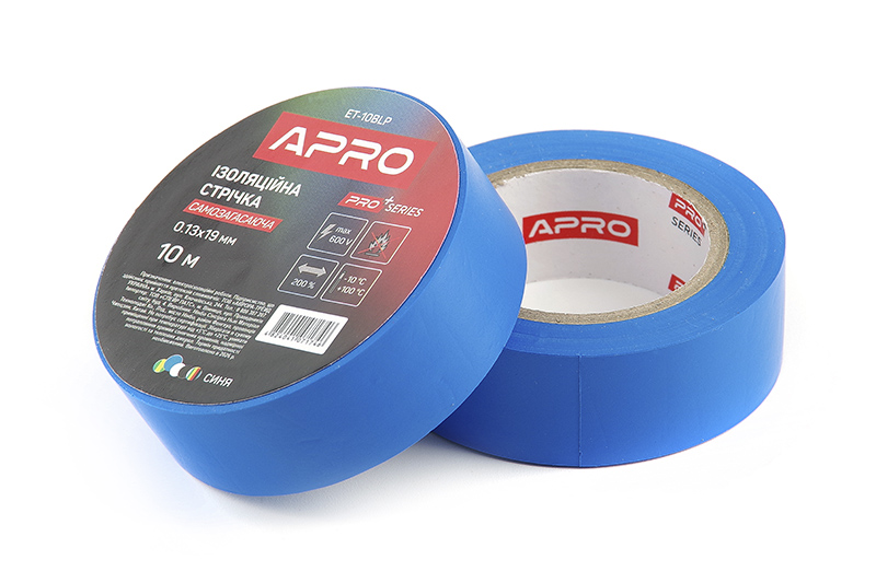 Изоляционная лента синяя мат. 0.13х19 мм 10 м (самозагасающая) APRO PRO