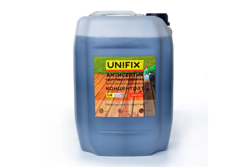 Антисептик грунтовка-пропитка концентрат 1:4 для обработки древесины 10 кг (с индикатором) UNIFIX