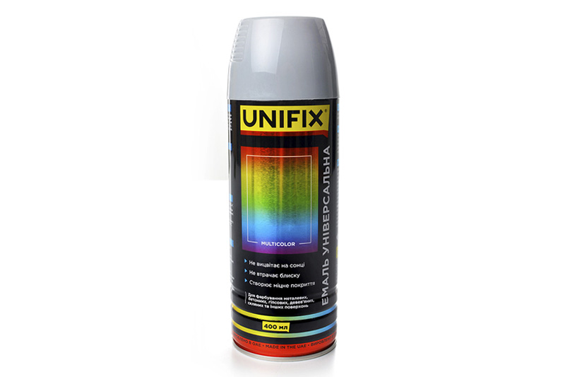 Эмаль универсальная акриловая премиум RAL7046 серый глянец 400мл UNIFIX