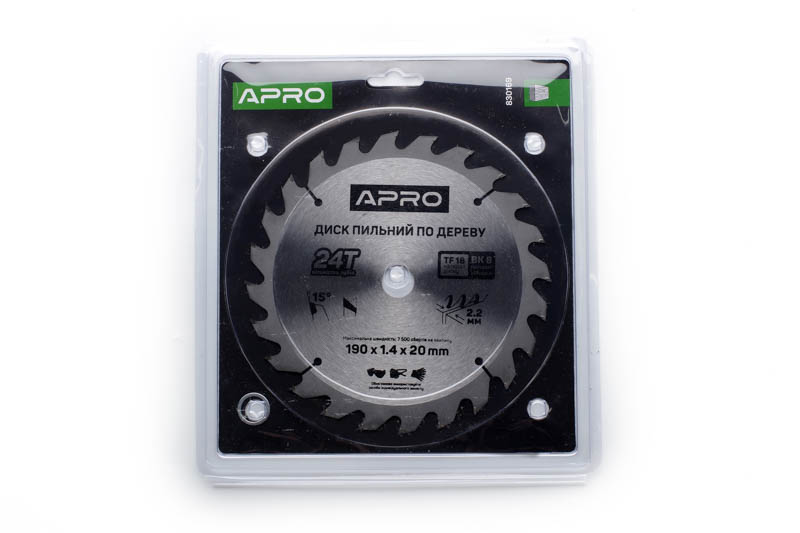 Диск пиловий до дерева 190х20х24T APRO Диск пильный по дереву 190х20х24T APRO