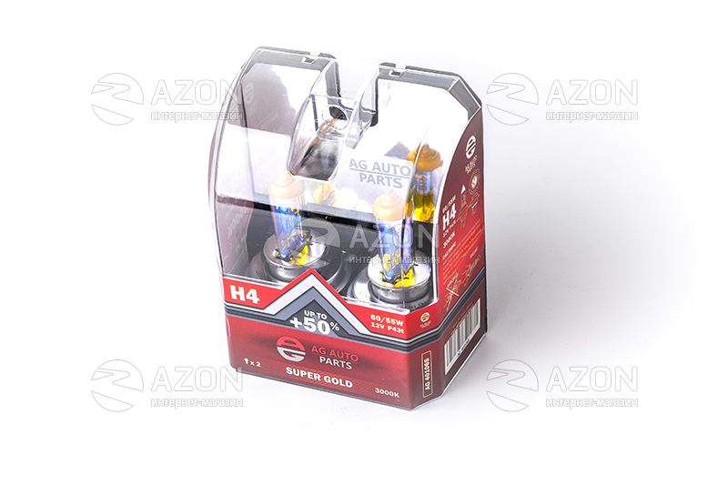 Лампа автомобильная H4 12V 60/55W P43T SUPER GOLD (ближняя/дальняя) (2 шт.) AG AUTO PARTS Купить Лампа автомобильная H4 12V 60/55W P43T SUPER GOLD (ближняя/дальняя) (2 шт.) AG AUTO PARTS