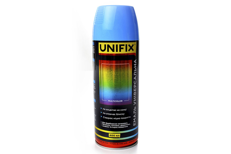 Эмаль универсальная акриловая премиум RAL5012 голубой глянец 400мл UNIFIX