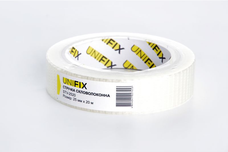 Стрічка клейка скловолоконна 25мм*20м UNIFIX Лента клейкая стекловолоконная 25мм*20м UNIFIX