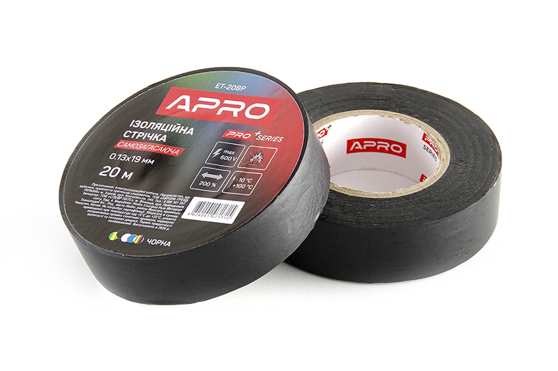 Изоляционная лента черная мат. 0.13х19 мм 20 м (самозагасающая) APRO PRO