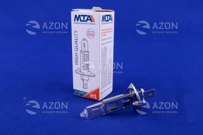 Лампа автомобільна H1 12V 100W P14.5S (ближня/дальня, протитуманна) MTA Лампа автомобильная H1 12V 100W P14.5S (ближняя/дальняя, противотуманная) MTA