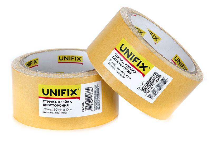 Стрічка клейка двостороння на тканинній основі 50мм*10м UNIFIX Лента клейкая двухсторонняя на тканевой основе 50мм*10м UNIFIX