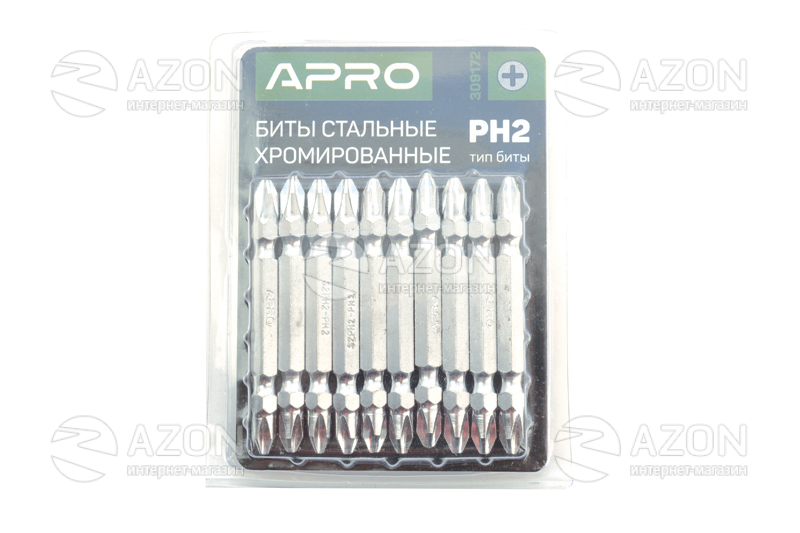 Біта 2-стороння РН2-РН2*65мм хром (10шт/уп) APRO Бита 2-х сторонняя РН2-РН2*65мм хром (10шт/уп) APRO