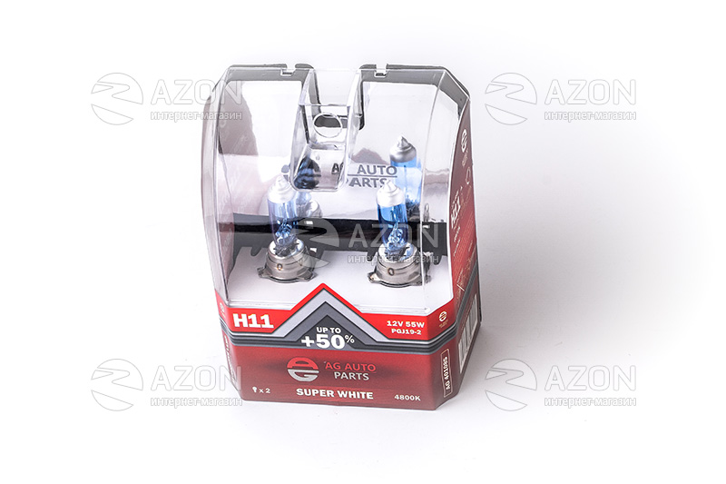 Лампа автомобильная H11 12V 55W PGJ19-2 STD SUPER WHITE (ближняя/дальняя, противотуманная) (светло-голубой) (2 шт.) AG AUTO PARTS Купить Лампа автомобильная H11 12V 55W PGJ19-2 STD SUPER WHITE (ближняя/дальняя, противотуманная) (светло-голубой) (2 шт.) AG AUTO PARTS