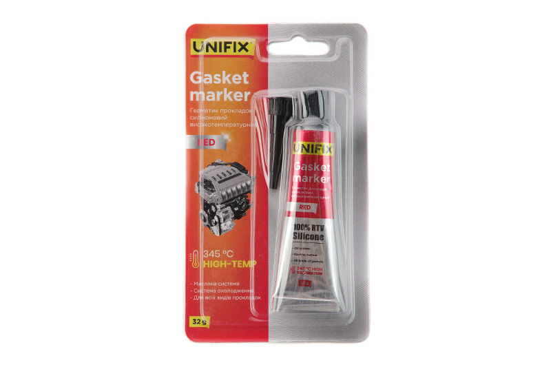 Герметик прокладок силиконовый красный высокотемпературный 32г UNIFIX