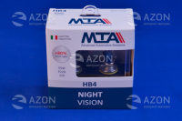 Лампа автомобильная HB4 12V 55W P22D NIGHT VISION +80% (2шт) (ближняя/дальняя, противотуманная) MTA
