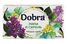 Мыло туалетное твёрдое косметическое 5*70г экопак ТМ Dobra Сирень и липа