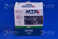 Лампа автомобильная H4 12V 60/55W P43T EXTRA LIFE (2шт) (ближняя/дальняя, противотуманная) MTA