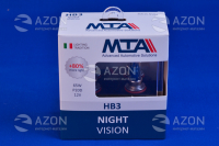 Лампа автомобильная HB3 12V 65W P20D NIGHT VISION +80% (2шт) (ближняя/дальняя, противотуманная) MTA