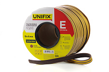 Уплотнитель самоклеющийся Е 9х4мм профиль 150м, коричневый UNIFIX