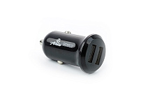 Автомобильное зарядное устройство 2 USB (12/24V - 5V 2,1A) черный КОМПАКТ 12 Atelie