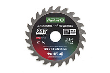 Диск пильный по дереву 125х22.2мм 24Т APRO PRO