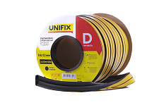 Уплотнитель самоклеющийся D 14х12мм профиль 40м, черный UNIFIX