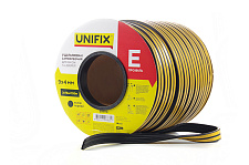 Уплотнитель самоклеющийся Е 9х4мм профиль 150м, черный UNIFIX