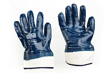Перчатки с нитриловым покрытием р10 (синие краги без хеддера) СИЛА