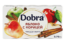 Мыло туалетное твёрдое косметическое 5*70г экопак ТМ Dobra Яблоко с корицей