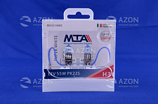 Лампа автомобильная H3 12V 55W PK22S SUPER WHITE (ближняя/дальняя, противотуманная) (светло-голубой) (2шт) MTA