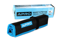Набор ключей рожково-накидных CrV 12 шт (6-14, 17, 19, 22мм) (холодный штамп DIN3113) APRO