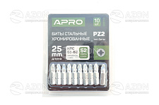 Бита РZ2*25мм хром (10шт/уп) APRO