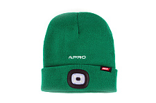 Шапка с фонарем зеленая 200Лм (300мАч) APRO