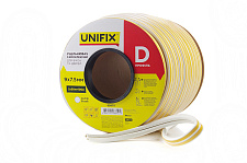Уплотнитель самоклеящийся D 9х7,5мм профиль 100м, белый UNIFIX