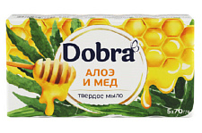 Мыло туалетное твёрдое косметическое 5*70г экопак ТМ Dobra Алое и мед