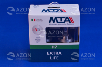 Лампа автомобильная H7 12V 55W PX26D EXTRA LIFE (2шт) (ближняя/дальняя, противотуманная) MTA
