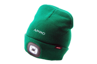 Шапка с фонарем зеленая 200Лм (300мАч) APRO