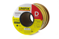 Уплотнитель самоклеющийся D 12х10мм профиль 50м, черный UNIFIX