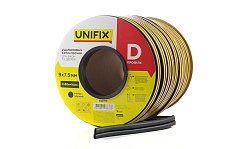 Уплотнитель самоклеящийся D 9х7,5мм профиль 100м, черный UNIFIX