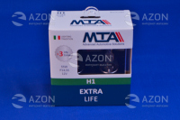 Лампа автомобильная H1 12V 55W P14.5S EXTRA LIFE (2шт) (ближняя/дальняя, противотуманная) MTA
