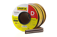 Уплотнитель самоклеющийся D 14х12мм профиль 40м, коричневый UNIFIX