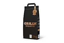 Брикеты древесноугольные 3кг Premium Grilly