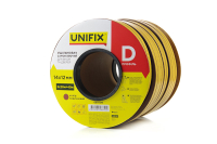 Уплотнитель самоклеющийся D 14х12мм профиль 40м, коричневый UNIFIX