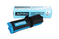 Набор ключей рожково-накидных CrV 8 шт (8-10, 12-14, 17, 19мм) (холодный штамп DIN3113) APRO